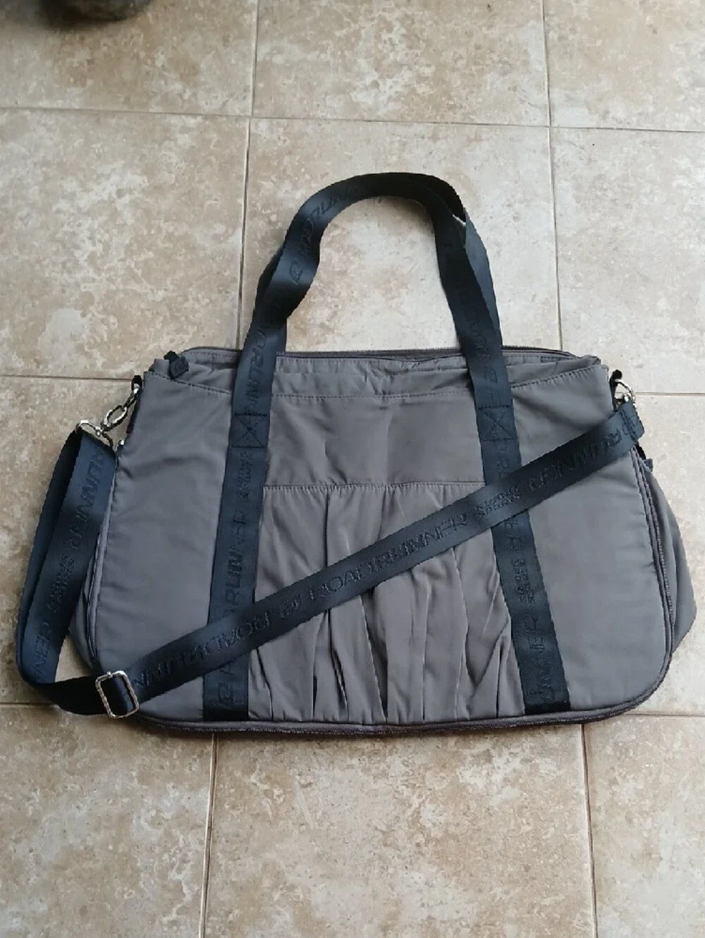 Men's Gray & Black Gym Bag with Dual Carry Straps